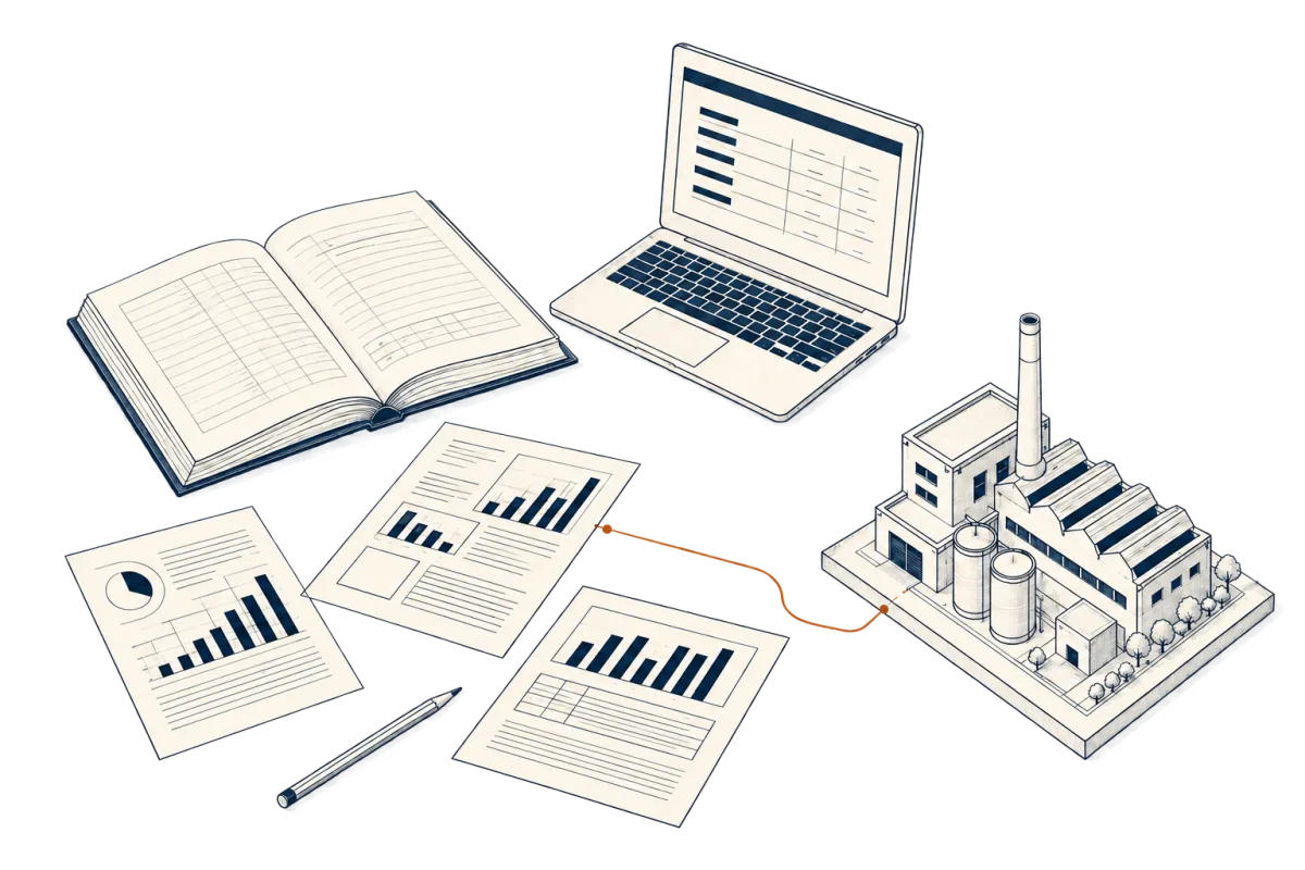 Illustrated finance planning desk and business model